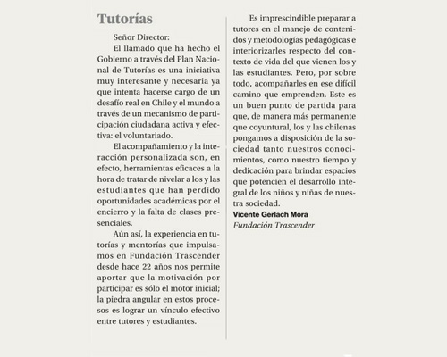 FT  y Plan Nacional de Tutorías del gobierno: Un punto clave es el vínculo